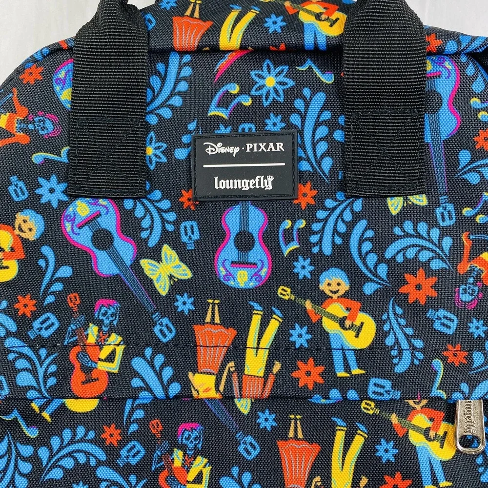 Loungefly Disney Pixar Coco Dia de Los Muertos Mini Backpack Black Canvas Rare